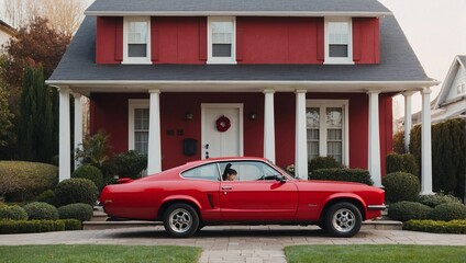 car in front of a house