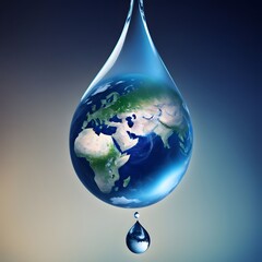 Obraz premium A Drop of Water with Earth Inside