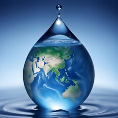 Fototapeta premium A Drop of Water with Earth Inside
