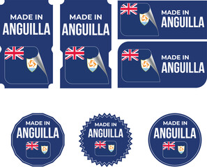 Made in Anguilla. Anguilla flag, Tag, Seal, Stamp, Flag, Icon vector