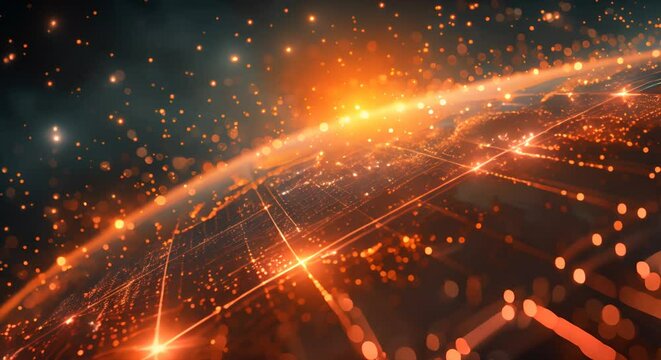 Abstract digital Earth with glowing data streams, concept of global connectivity