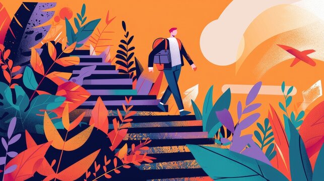 a businessman meticulously plans strategies to increase positive indicators, symbolizing progress and success in a dynamic corporate world, ideal for website banner design.