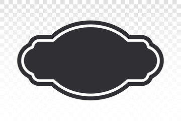 Sticker. Decorative shape. Vintage label. Badge. Sticker for bottle. Old ornate label. Logo template. Black vector frame. Background for text. Design element for advertising. Alcohol label. Craft 