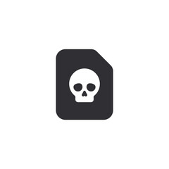 Error. Risk sign. Alert sign. Dangerous file. Instruction. Biolab file. File icon. Skull icon. Threat of poisoning. Damaged doc. Infected file. Virus protection. Dangerous letter. Document sign.