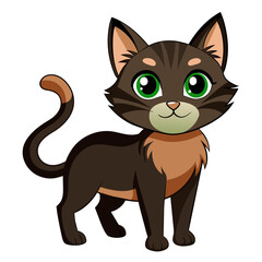 Illustration of a cartoon Cat with green eyes on white background