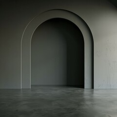 Dark archway in an empty minimalist room
