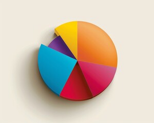 Obraz premium A pie chart is shown with different colored slices