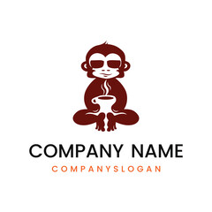 Monkey coffee logo design, vector logo design, illustration 