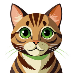 Felidae cat and carnivore with green eyes in an illustrated drawing