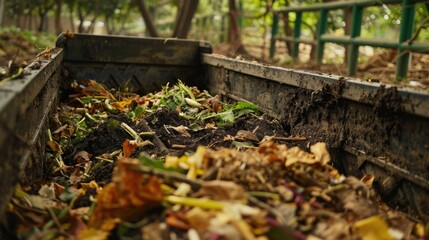 Obraz premium Organic Waste Composting in a Garden Environment