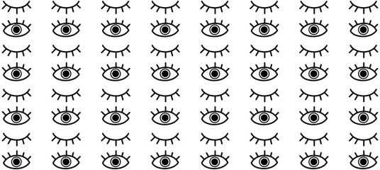 Eye doodle seamless vector pattern. Hand drawn doodle sketch simple background. Open, wink eyes minimal seamless pattern. Abstract pop beauty background. Vector illustration