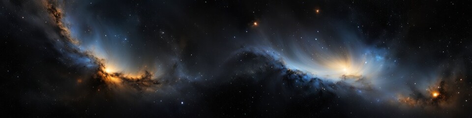 Ethereal clouds of a gray nebula spread across the abstract void, painting a picture of the cold and intriguing depths of space.