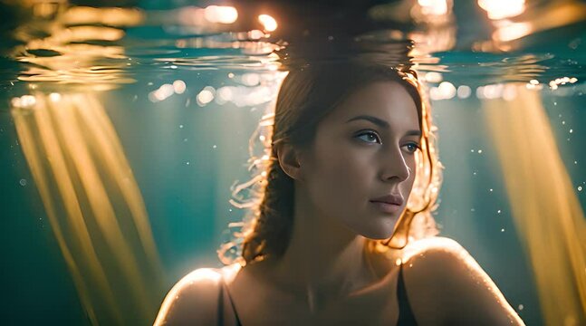 Junge Frau entspannt Unterwasser