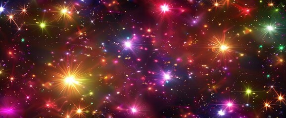 Obraz premium Design A Festive Abstract Pattern With Multi-Colored Stars And Shimmering Effects, Background HD