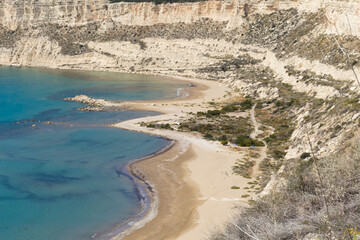 Beach on the coast of Cyprus Zapallo bay..