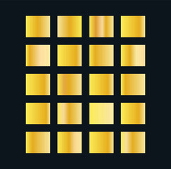 Golden gradient collection texture set. Shiny vector illustration for posters