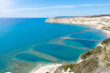 Beach on the coast of Cyprus Zapallo bay..