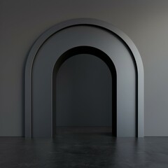 Classical arch with columns in a dark setting