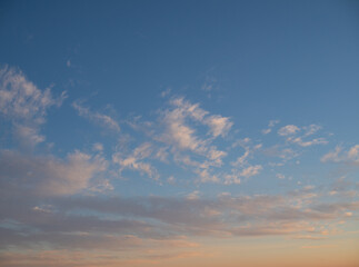 Obraz premium Blue sky after rain,. Beautiful Cumulus clouds flying across the sky,