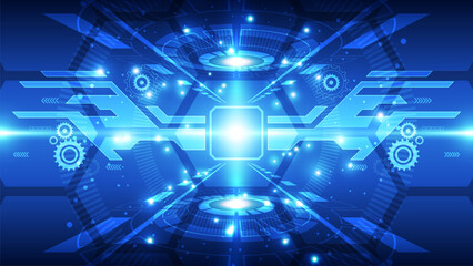 Abstract technology background. Futuristic interface with glowing particles. Vector illustration