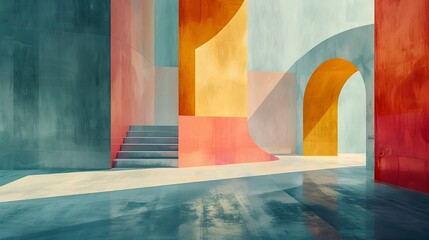Captivating Minimal Abstract Art with Soothing Geometric Shapes Organic Lines and Muted Hues