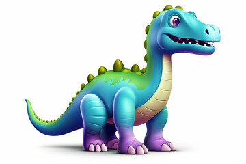 Naklejka premium Blue and purple hues blend on this cheerful dinosaur cartoon, promoting a sense of fun and friendly prehistoric play