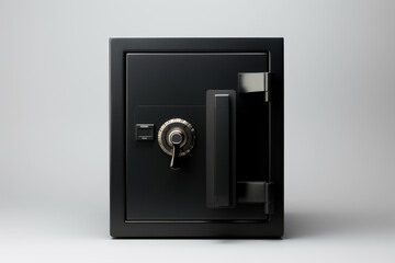 A high-security metal safe with a combination lock and sturdy handle, evoking safety and protection