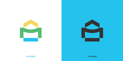 Monogram Mortgage Logo Design. Letter or Initial M with Home, House Graphic Design, Symbol, Icon, Symbol, Vector Template.