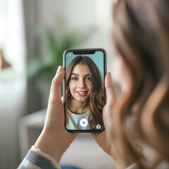 woman video call with mobile phone in generative ai