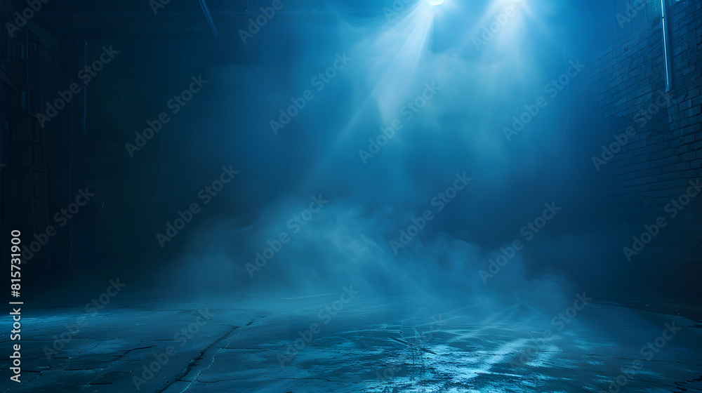 Aufkleber a dark empty street dark blue background an empty dark scene neon light spotlights the asphalt floor