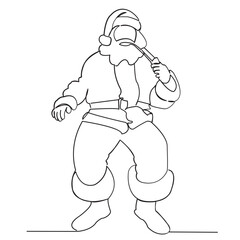 one line, one, continuous, holiday, vector, illustration, christmas, santa, cartoon, merry, hat, celebration, winter, design, greeting, claus, new, xmas, year, character, decoration, element, card, ic