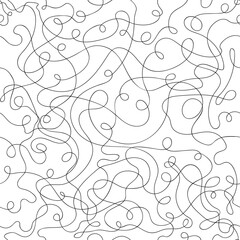 Aesthetic thread line seamless pattern. Abstract curvy ropes background with continuous lines.