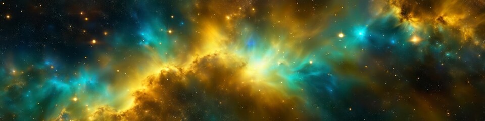 The abstract cosmos is alive with the fiery glow of a bright nebula, its radiant colors painting a celestial masterpiece.
