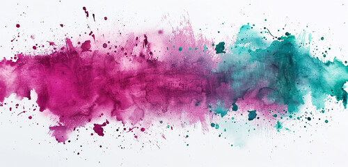 Obraz premium Bright teal and rich magenta splotches on white.