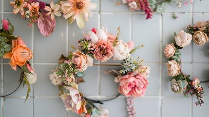 Floral crown displayed on the wall