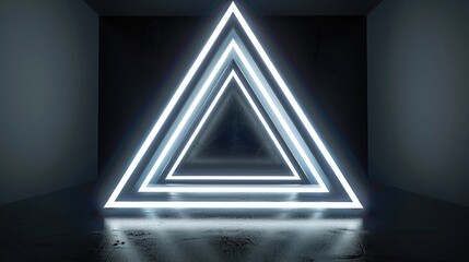 Futuristic Sci Fi Triangle White Neon Tube Lights realistic