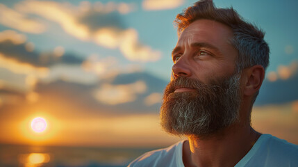  A man looks at the sea, the coast