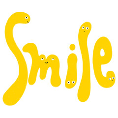 cute yellow smile lettering typography design characters Instagram story hand drawn style good vibes cookbook picture book children's book food culture trending illustrations isolated background