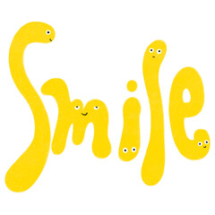 cute yellow smile lettering typography design characters Instagram story hand drawn style good vibes cookbook picture book children's book food culture trending illustrations with white background