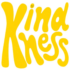 cute kiddy yellow kindness lettering typography design with smiley Instagram story hand drawn style good vibes be kind picture book children's book trending illustrations with isolated background