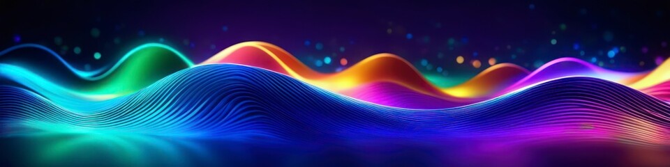 An abstract digital landscape comes to life with vibrant waves of color, creating a dynamic and futuristic visual experience.