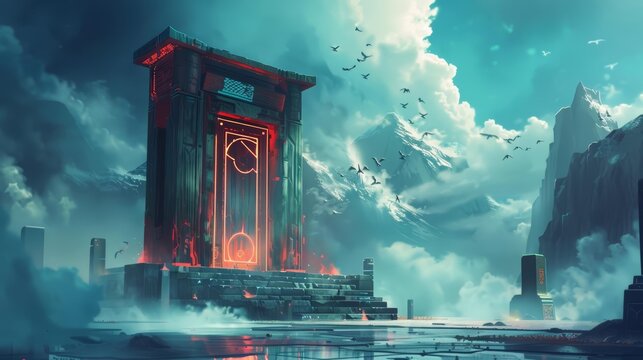 The image is a beautiful landscape of aYi Shi Jie