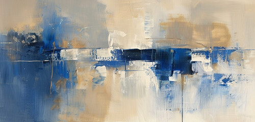 Naklejka premium Vibrant cobalt and muted taupe on canvas.