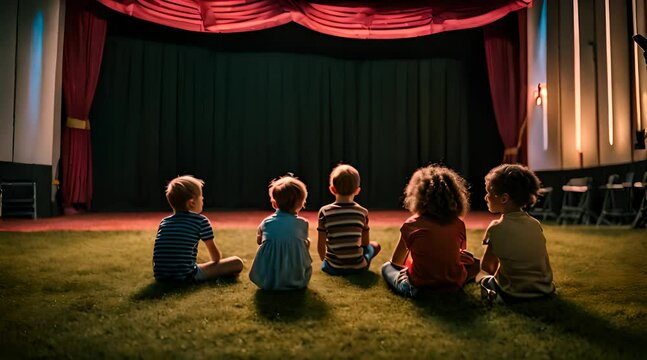 Kinder schauen sich gespannt ein Theaterst&uuml;ck an