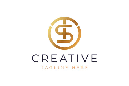 Golden TS Letter logo design