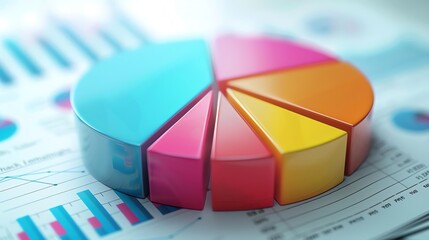 Obraz premium Ad Budget Allocation A 3D pie chart showing different allocations for advertising budgets across various platforms, highlighting efficient budget management