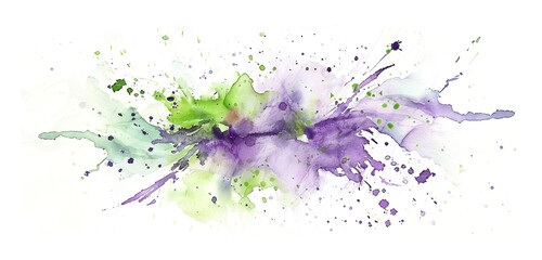Electric green & soft lavender art on white.