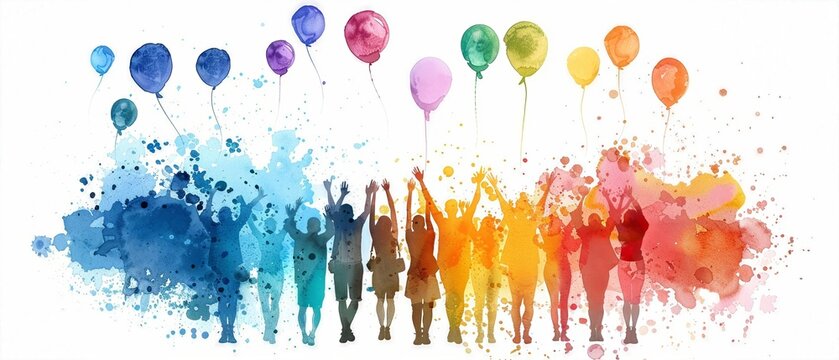 Queer community advertisement flat design front view festival celebration theme water color black and white