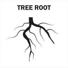 underground tree root cartoon. network structure, foundation soil, water oxygen underground tree root sign. isolated on white background. Vector illustration. EPS 10