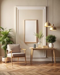 Fototapeta premium Mock up poster frame in modern interior background.